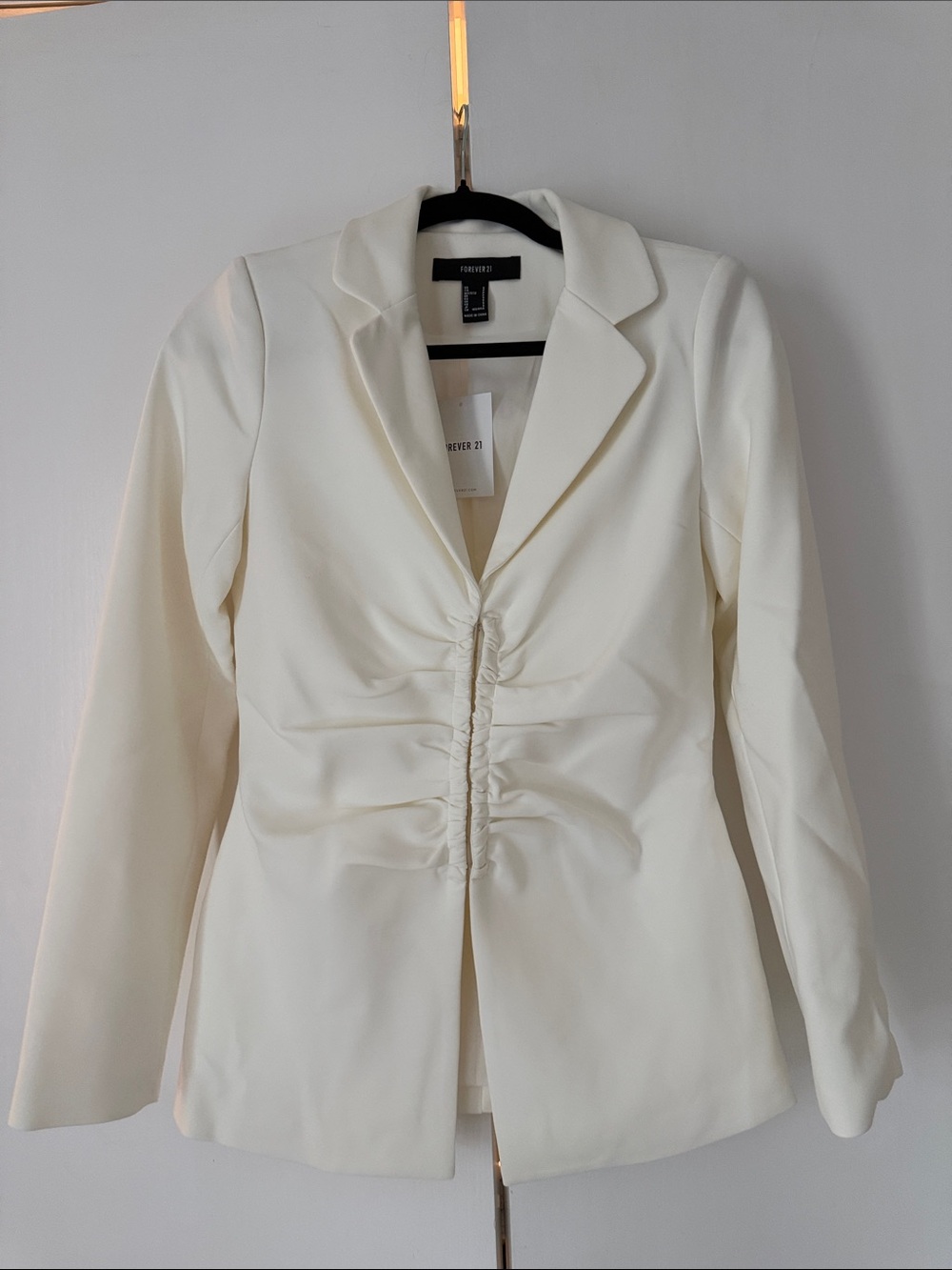 Forever 21 Cream Ruched Center Blazer